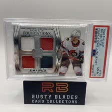 2020-21 The Cup Tim Stutzle Rookie Foundations Quad Jersey /99 PSA 8 Senators