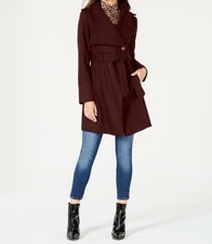 asymmetrical belted wool wrap coat