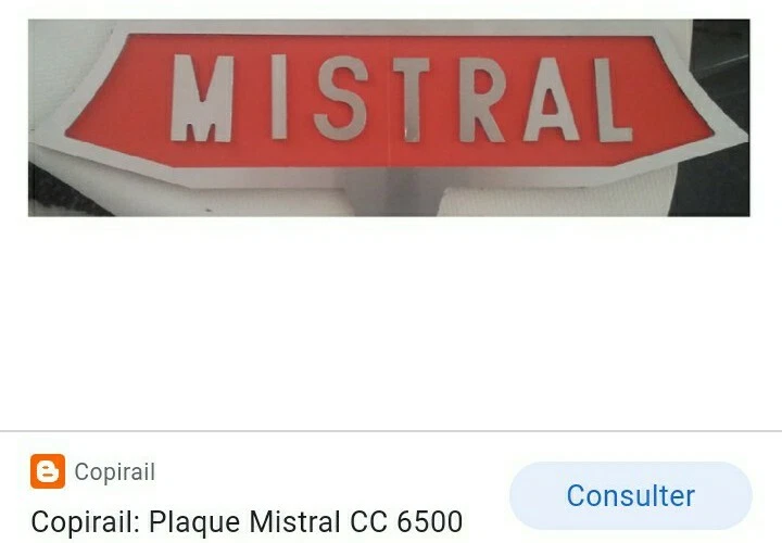 Plaque locomotive Sncf TEE Le Mistral CC 7100 - Photo 1/1
