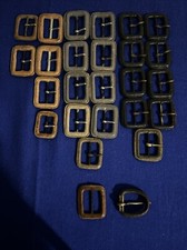 24 Vintage Leather Covered Metal Belt Buckles ONLY