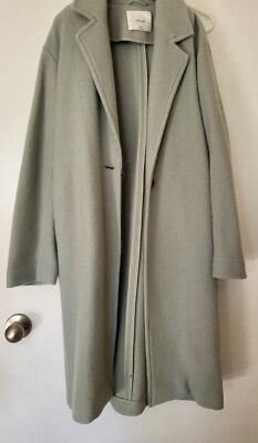 Aritzia Wilfred Nicola 100% Wool Coat Dusky Green Sage Color 2XS 00 