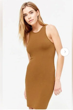 FOREVER 21 Women Mustard Brown Solid Bodycon Dress Size Large