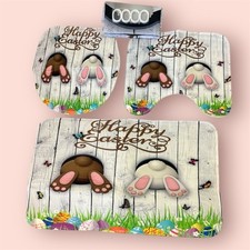 4 Pcs Easter Bunny Shower Curtain Sets 71x71 Inches Non Slip Rugs Toilet Lid Cov
