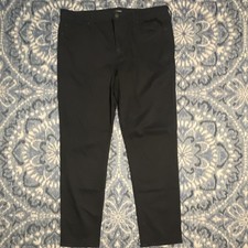 Men's Slim Fit Black Dress Pants Straight Leg Flat Front Solid Casual 36 x 32