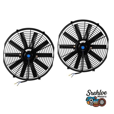 Srehloe Pair 14'' Slim Fan Push Pull Electric Radiator Cooling Fan 12V Universal