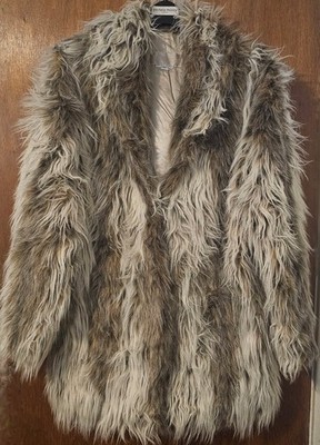 Vintage Donna Salyers Fabulous Furs L Faux Russian Lynx Fur 3/4 Length Coat Soft