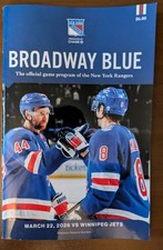 NY Rangers Program "Broadway Blue" 3/22/26 MSG, NY Rangers vs Winnipeg Jets