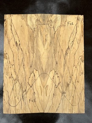 SPALTED TAMARIND bookmatched zweiteiliger Gitarrenkörper Rohling 590 x 485 x 44 mm FV1