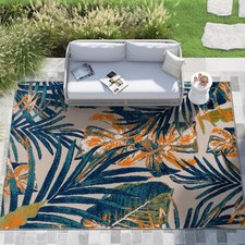 Rugshop Out Door Rugs Floral Leaves Indoor Outdoor Rugs Washable Patio Rugs 8x10