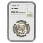 1949D Franklin Half Dollar 50C NGC MS 64 FBL