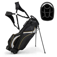 8 Way Divider Carry Organizer 9" Golf Stand Bag Club Pockets Storage Black New