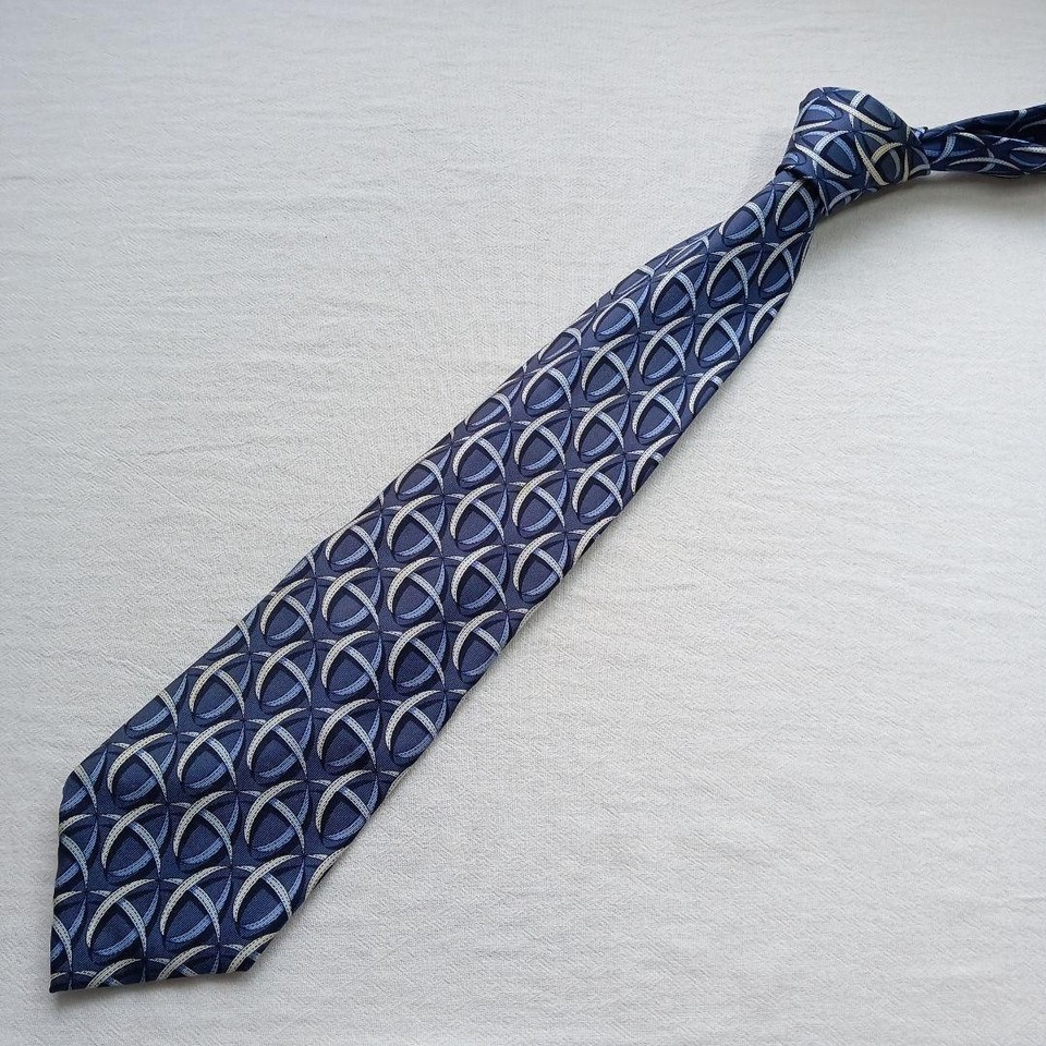 Gucci Silk Tie Blue Geometric Pattern With Defect | eBay UK