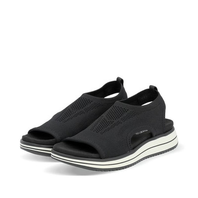 REMONTE Damen Sandale Schuhe Sommer Keilabsatz Schwarz Gr. 37