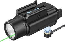1500 Lumens Laser Light Combo for Pistol, Strobe  Memory Function Green Laser