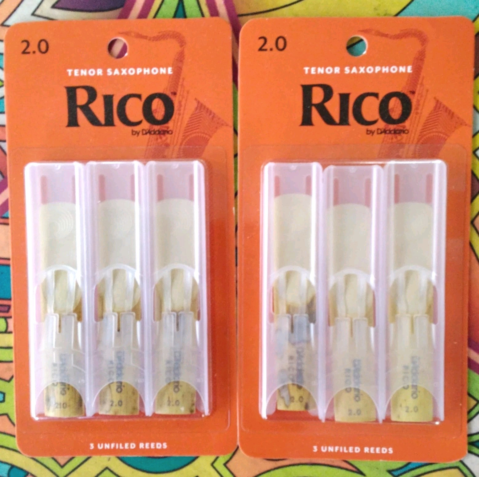 Saxaphone Reeds Rico (2) New Sealed Rico Tenor Saxophone Cane Reeds 2.0 Unfiled (2) 3-Packs ...