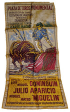 bULLFIGHT CLOTH PLAZA DE TOROS SPAIN BULLFIGHTING MATADOR VINTAGE LINEN neocurio
