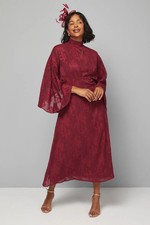 Wallis Burgundy Fit & Flare Dress Womens Occasion Dresses