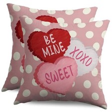 Valentines Pillow Covers 18x18 Inch Set of 2 18" x 18" Pack of 2 Pink Red