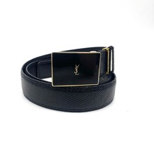 Yves Saint Laurent Ysl Men Belt Waist Lizard Leather Black Gold Hardware Limited