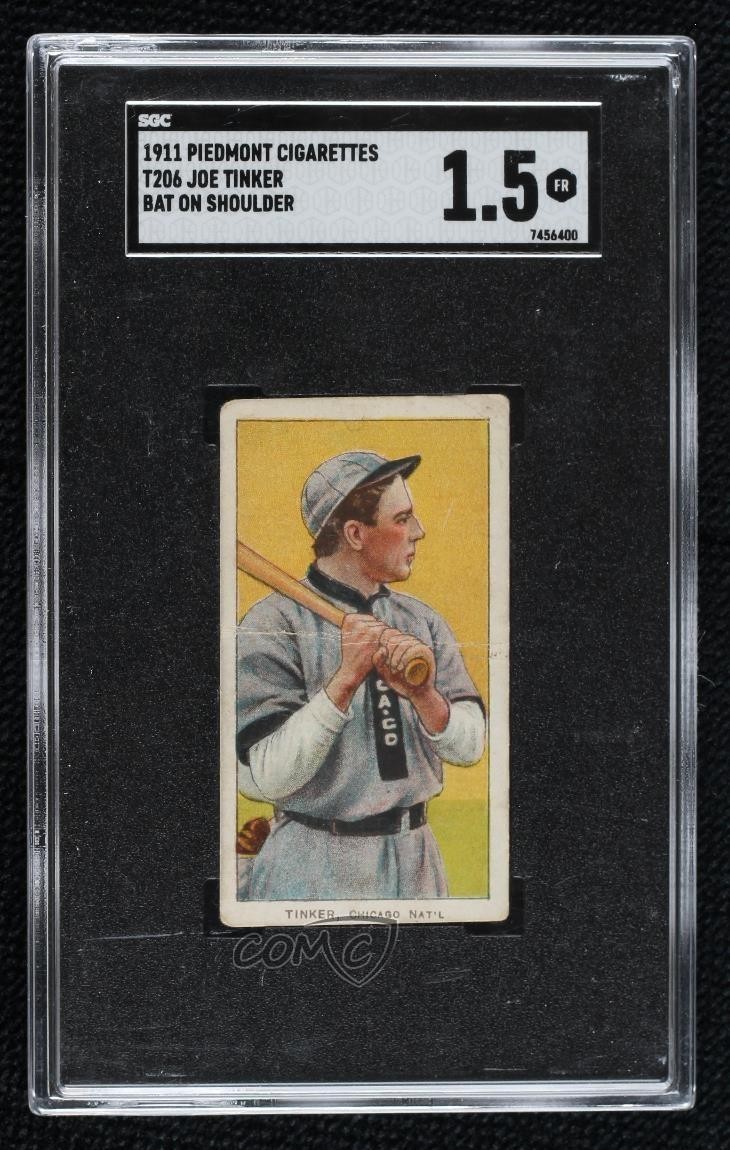 1909-11 T206 Piedmont 350-460 Factory No 25 Back Joe Tinker SGC 1.5 HOF 10fh