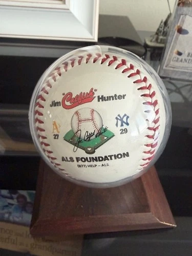 Jim Catish Hunter ALS Foundation signed baseball