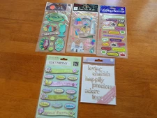 Assortment of scrapbook, 3 D stickers and embellishments