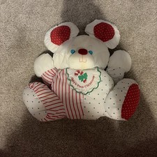 Fisher Price Puffalump Baby's First Christmas Mouse Plush Rattle Inside 1990 VTG