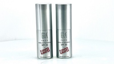 2 PACK SPRAY ON MAKEUP FOUNDATION ERA FACE R2 IVORY SHADE CLASSIFIED COSMETICS