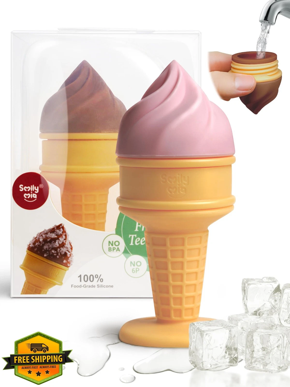 Smily Mia Ice Cream Teether Peach Pink