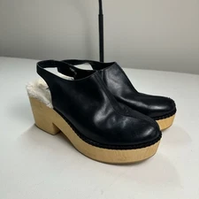 Silent D Clogs NWOB Fur Lined Size 41/ US 10 Black Wood Anthropologie