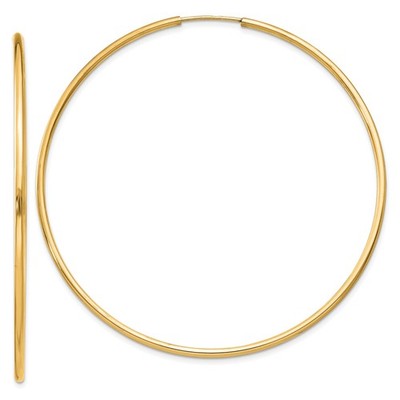 14 Karat Gelbgold große runde Creolen polierte Oberfläche minimalistisch Alltag