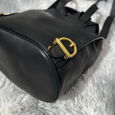 Salvatore Ferragamo Gancini Leather Mini Backpack Black Gold Logo