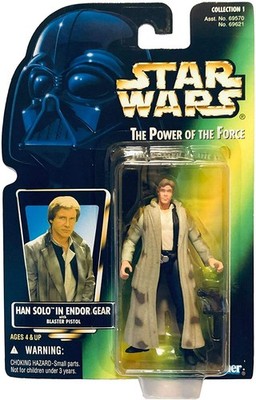Vintage 1996 Star Wars Power Of The Force Han Solo In Endor Gear Actionfigur