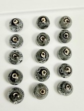 Loose 15 Charcoal Ceramic/Porcelain 13mm Round Beads
