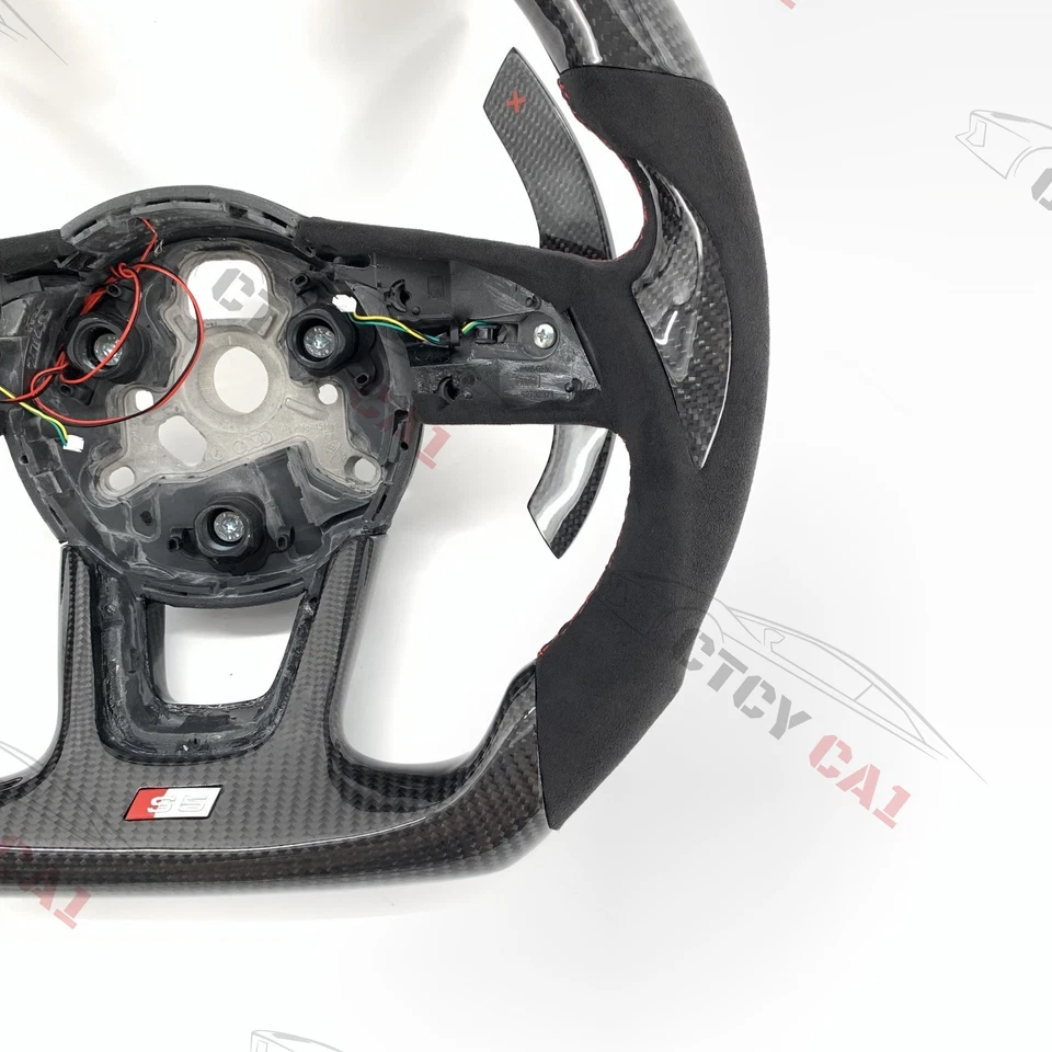 Volante de fibra de carbono personalizado para Audi B9 A3 A4 A5 S4 S5 RS4 RS5 RS3 Q4 Q5 Foto 2 de 4