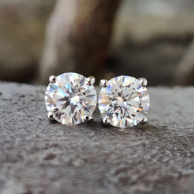 #ad 4.02 TCW Round Brilliant White Diamond Stud Screw Back Earrings for Her $125.99