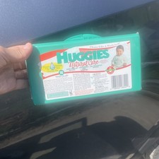 Vtg RARE Huggies Green Travel Baby Diaper Wipes Carrying Case Hard Plastic NEW