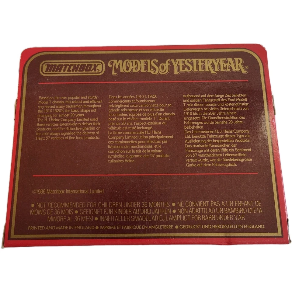 Matchbox Models of Yesteryear Ford Model T Heinz Food Products Diecast Car NIB  - Image 2 of 4