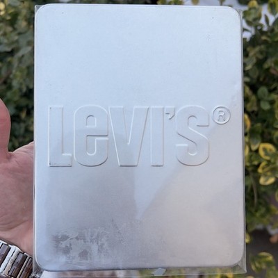テーブル用品 80s Levi's $2 billion memorial tray Vintage Levi's Denim CD Holder Case w Tin Y2K Rare Travel