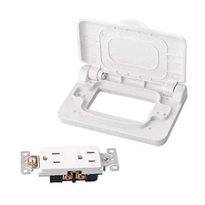 RVGUARD RV Spring-Loaded Weatherproof Receptacle Cover in (Receptacle White