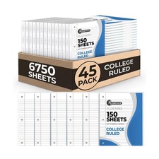 Rosmonde Loose Leaf Paper Bulk, 6750 Sheets, 45 Pack, College Ruled Sheets, 8...