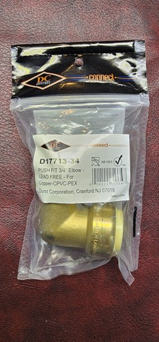 DC Connect Push To Connect Plumbing Fitting 3/4" 90⁰ Elbow. NEW.