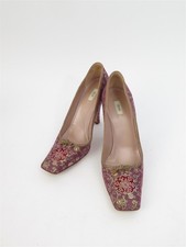 Prada Vero Cuoio Brocade Art 115194 Calzature Donna Granato Square Toe 40 Italy