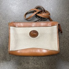 VTG Dooney  Bourke Crossbody Bag Purse Leather All Weather Leather Tan Brown