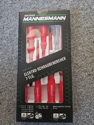 Brüder Mannesmann Elektro Schraubendrehersatz 7 tlg. mit Spannungsprüfer NEU
