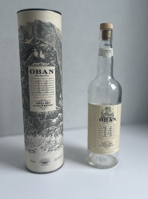 OBAN 14 years Single Malt Scotch Whisky Box & 200ml Unusual Small Bottle Empty