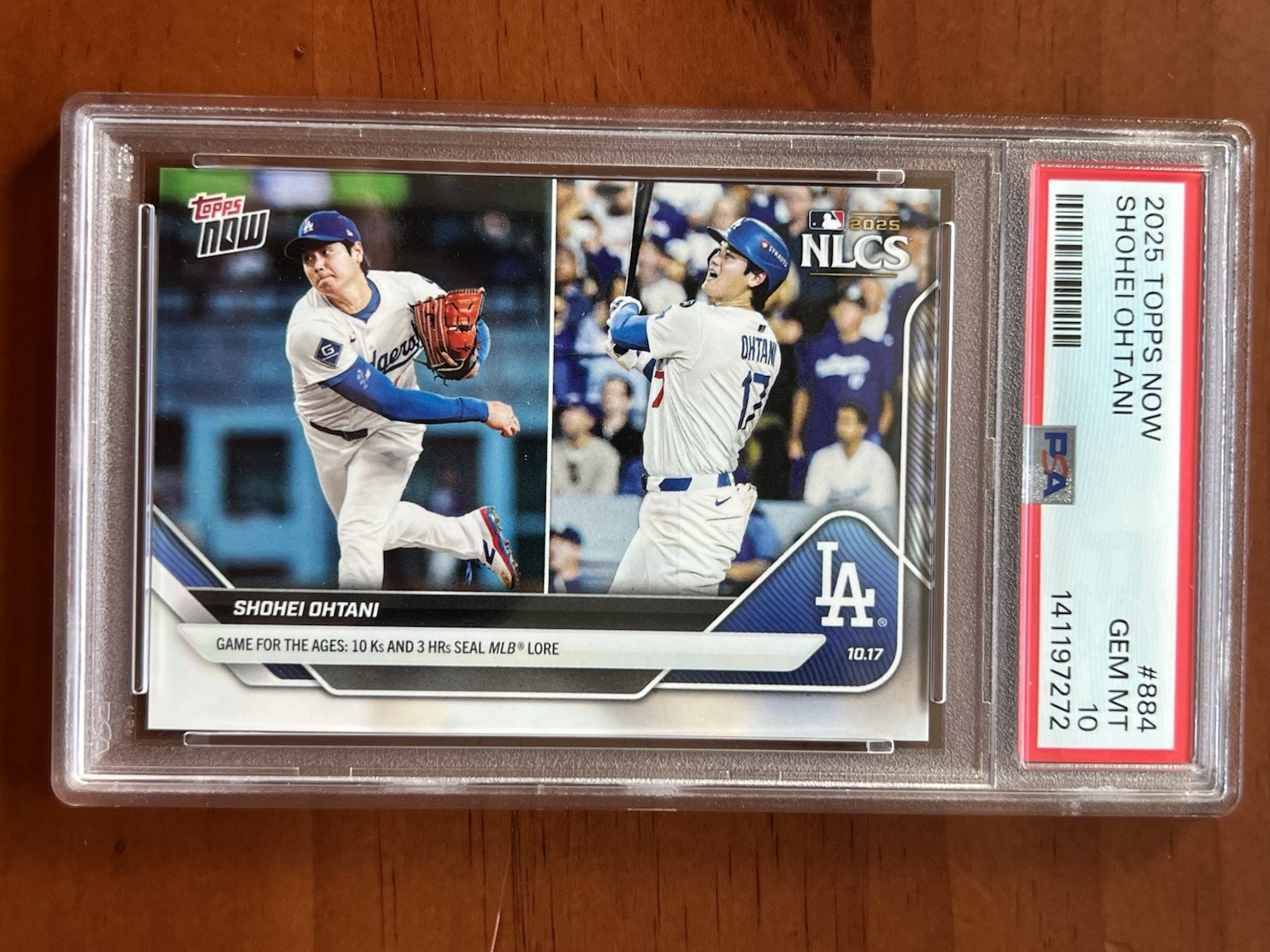PSA 10 Shohei Ohtani #884 /253309 2025 Topps Now -10 Ks, 3 HR NLCS CHAMPS view 2