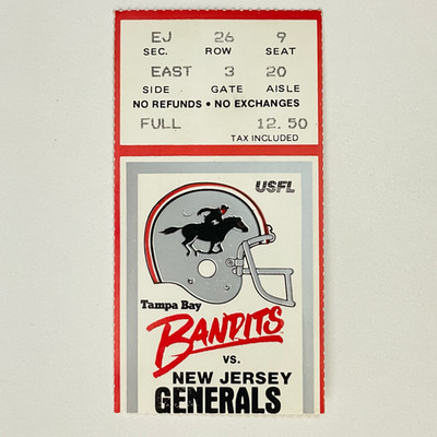 Tampa Bay Bandits vs New Jersey Generals 6/3/1984 Ticket, Hershel ...