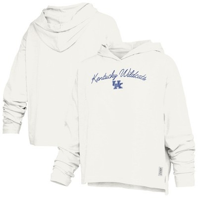 Women's Pressbox  White Kentucky Wildcats Faye Long Sleeve Hooded Slub T-Shirt