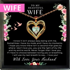 To My Wife Necklace, Gift For Wife, Anniversary Love Heart, Necklace For Wife